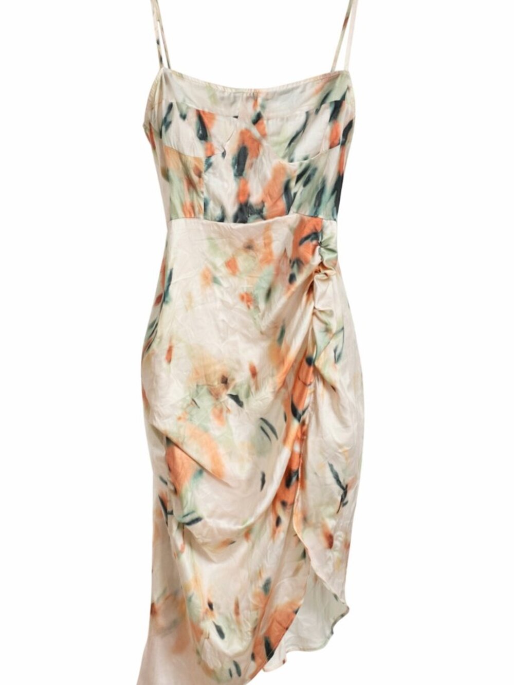 Shein Asymmetrical Watercolor Cocktail Dress White Multicolor size 2 Coquette